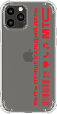 Чехол-накладка iPhone 12|12 Pro прозрачный с красным принтом