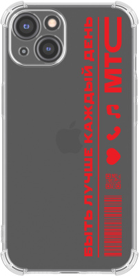 Чехол-накладка iPhone 13 прозрачный с красным принтом