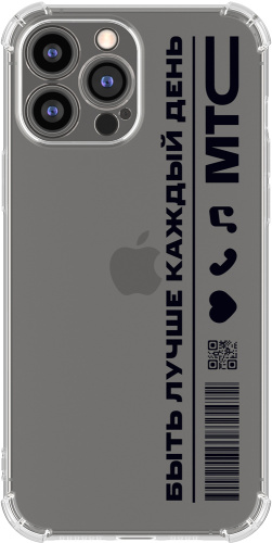 Чехол-накладка iPhone 13 Pro Max прозрачный с черным принтом