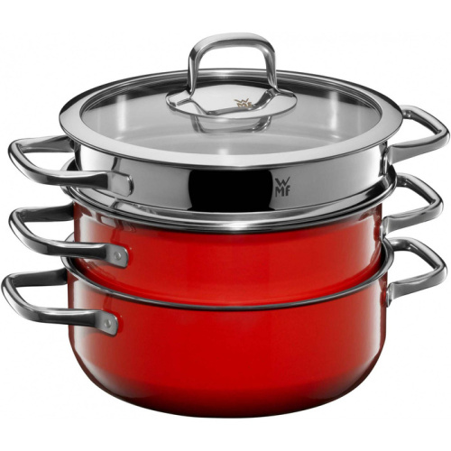 WMF Набор из 2 кастрюль с паровой вставкой 22 см Red Compact Fusiontec WMF