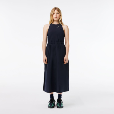 Женское платье-миди Lacoste с вырезом и эластичным поясом