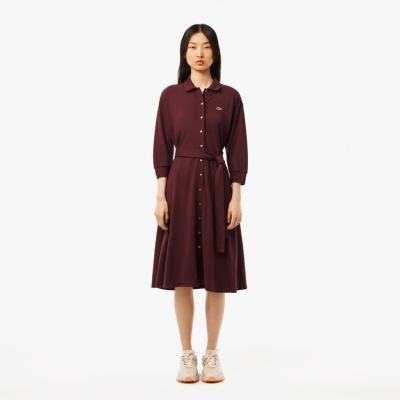 Женское платье Lacoste на пуговицах с длинным рукавом