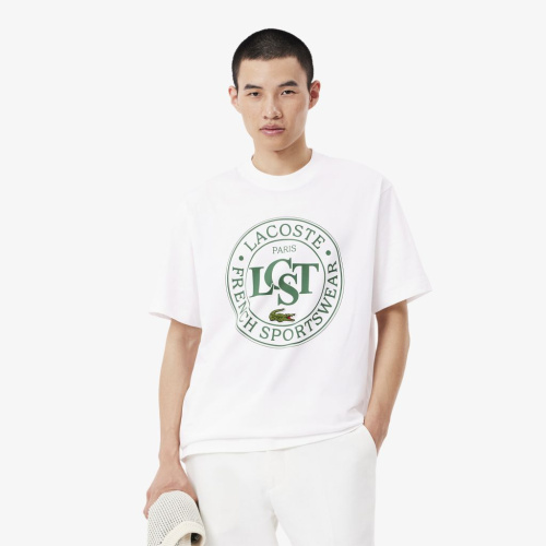 Мужская футболка Lacoste из плотного хлопка с принтом