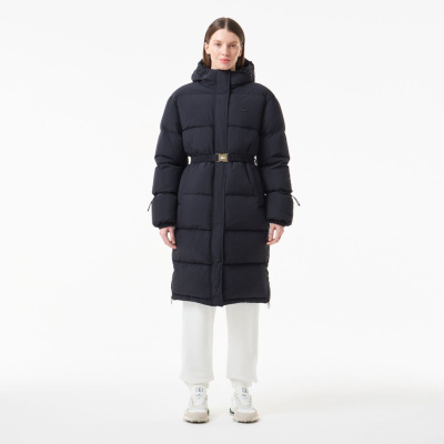 Женский длинный пуховик Lacoste с поясом