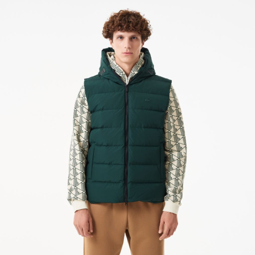 Мужской утеплённый стёганый жилет Lacoste с капюшоном