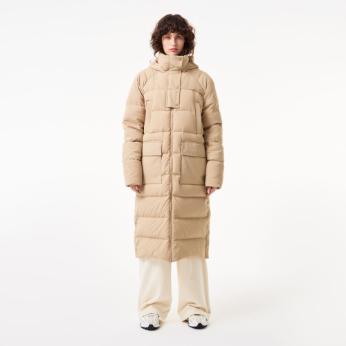 Женский длинный пуховик Lacoste с высоким воротом