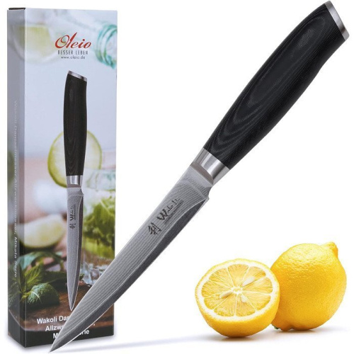 Wakoli Профессиональный поварской нож из настоящей японской дамасской стали с рукояткой из микарты 12 см Wakoli Mikata