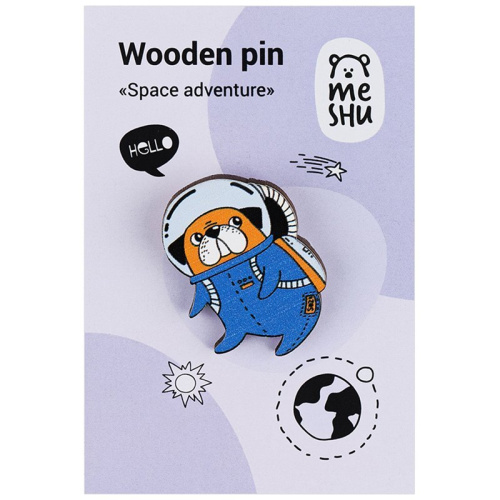 Значок деревянный MESHU "Space adventure", 2,8*3,9 см