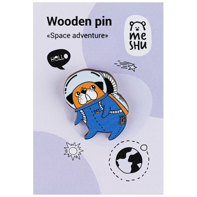 Значок деревянный MESHU "Space adventure", 2,8*3,9 см