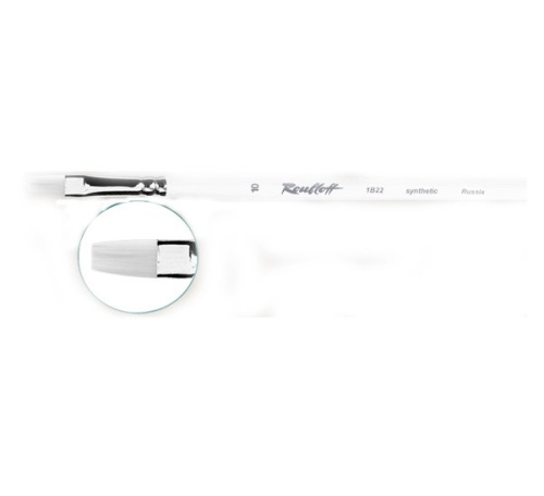 Кисть синтетика белая №6 плоская Roubloff "1B22" длинная ручка