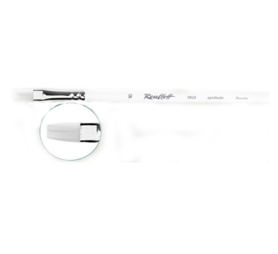 Кисть синтетика белая №6 плоская Roubloff "1B22" длинная ручка