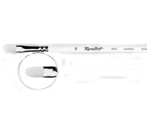 Кисть синтетика белая №16 овальная Roubloff "1B32" длинная ручка