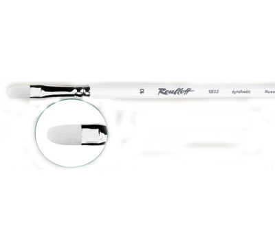 Кисть синтетика белая №16 овальная Roubloff "1B32" длинная ручка