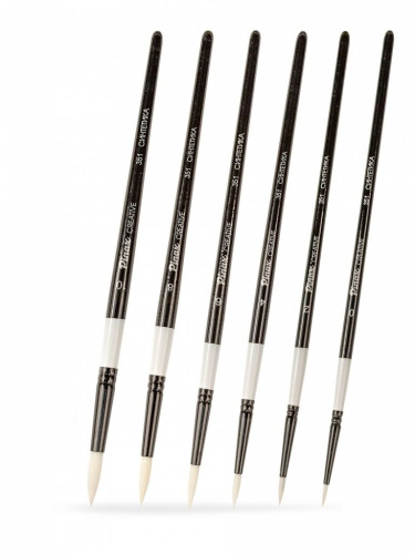 Набор кистей белая синтетика Pinax "CREATIVE White Taklon" круглые 6 шт