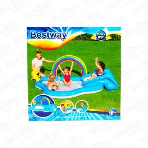 Бассейн надувной детский Bestway Радуга и солнце 257x145x91см
