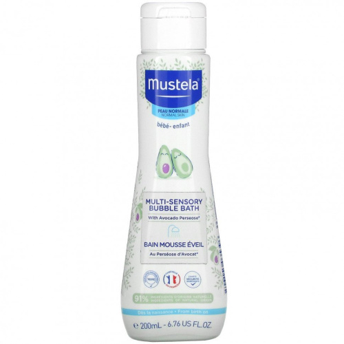 Mustela, Baby, мультисенсорная пенная ванна с авокадо, для нормальной кожи, 200 мл (6,76 жидк. Унции)