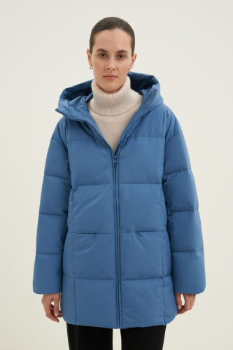 Стеганый пуховик с капюшоном